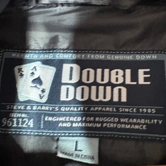 Double Down Quilted Puffer Jacket Casual Ski Winter Coat Mock Neck Black - L - Picture 5 of 5